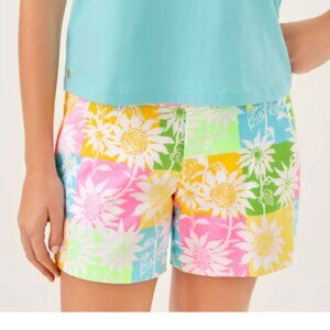 Lilly Pulitzer Size 16 Patchwork Sunny Sunflowers 5" Callahan Knit Short NEW $64